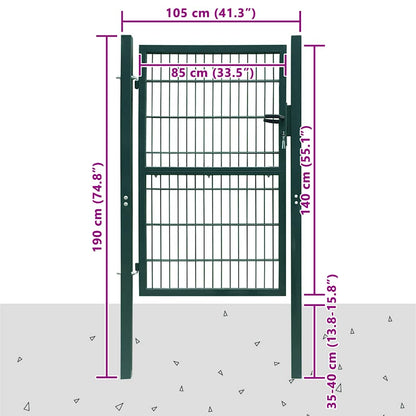 Cancello per Recinzione 2D (Singolo) Verde 100x140 cm | homemem39