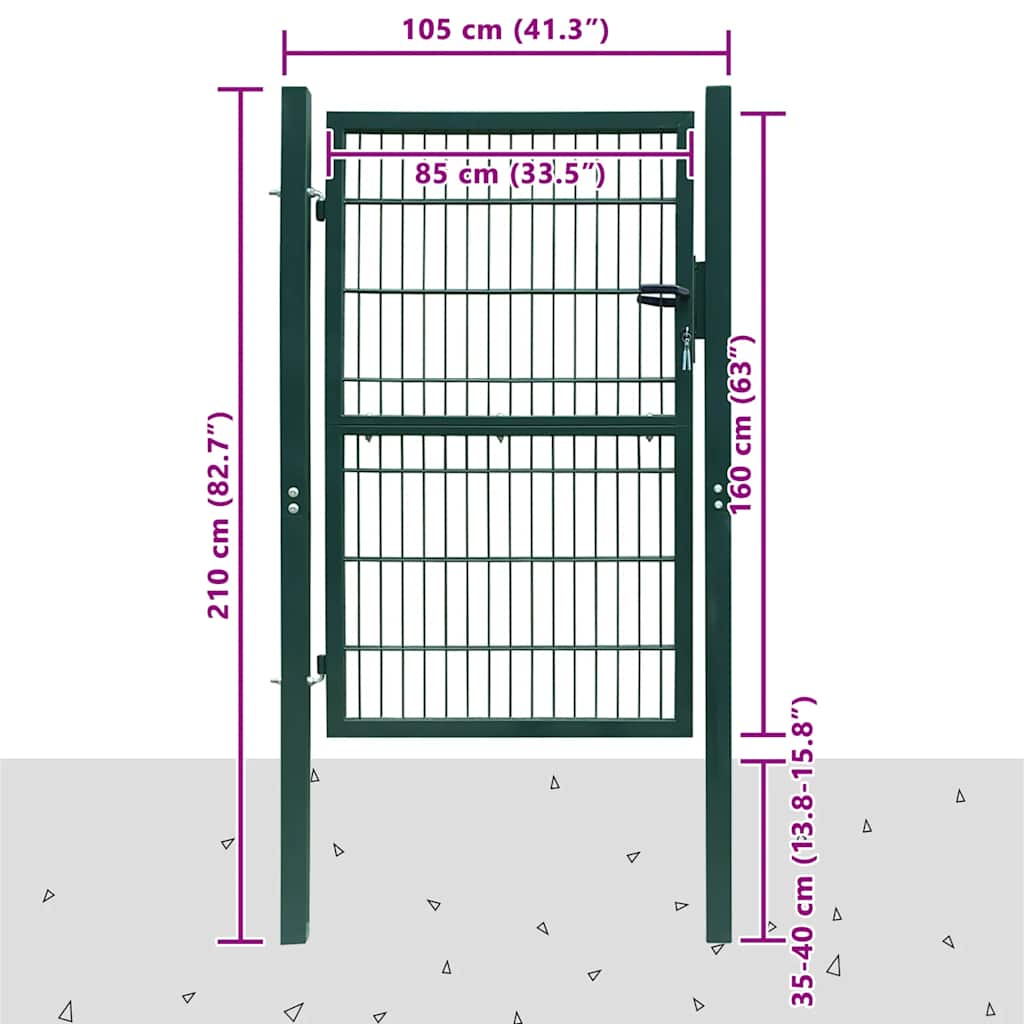 Cancello per Recinzione 2D (Singolo) Verde 100x160 cm | homemem39