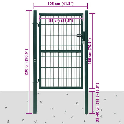 Cancello per Recinzione 2D (Singolo) Verde 100x180 cm | homemem39