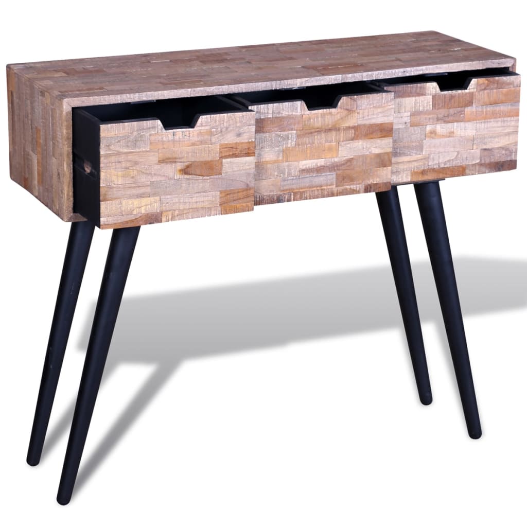 Tavolo Consolle con 3 Cassetti in Legno di Recupero di Teak | homemem39