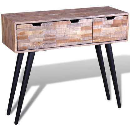 Tavolo Consolle con 3 Cassetti in Legno di Recupero di Teak | homemem39