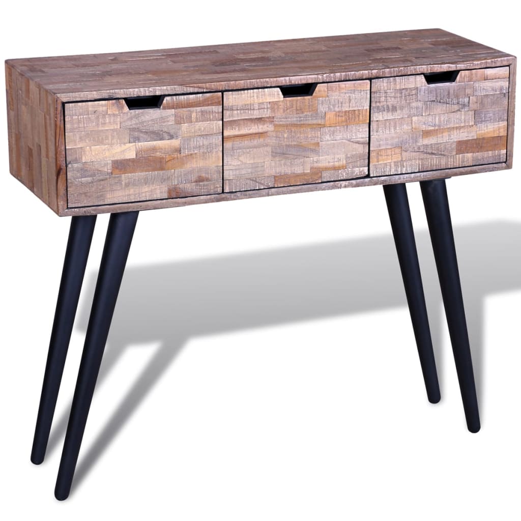 Tavolo Consolle con 3 Cassetti in Legno di Recupero di Teak | homemem39