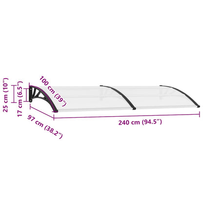 Pensilina per Porte 240x100 cm in PC - homemem39