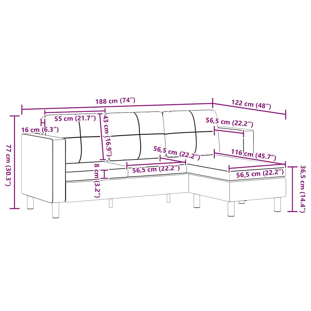 Divano Componibile a 3 Posti in Pelle Artificiale Nero - homemem39