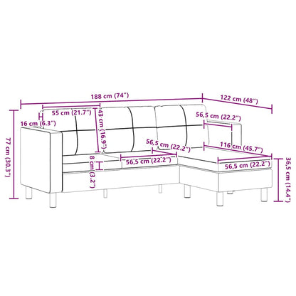 Divano Componibile a 3 Posti in Pelle Artificiale Nero - homemem39