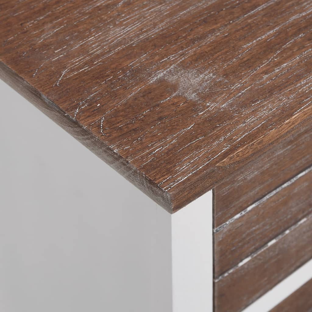 Comodini Set 2 pz con 2 Cassetti Marrone e Bianco - homemem39