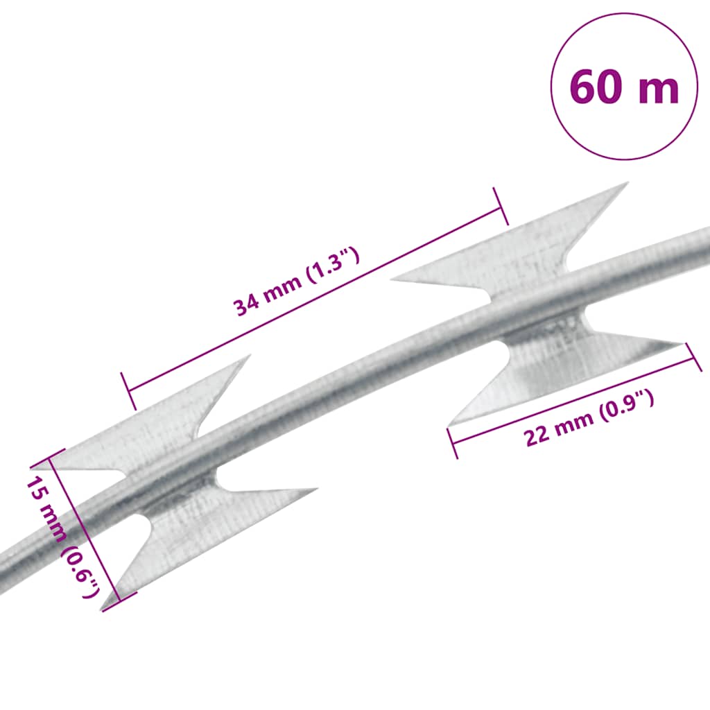 Filo Spinato Fermagliato BTO-22 in Acciaio Zincato 60 m