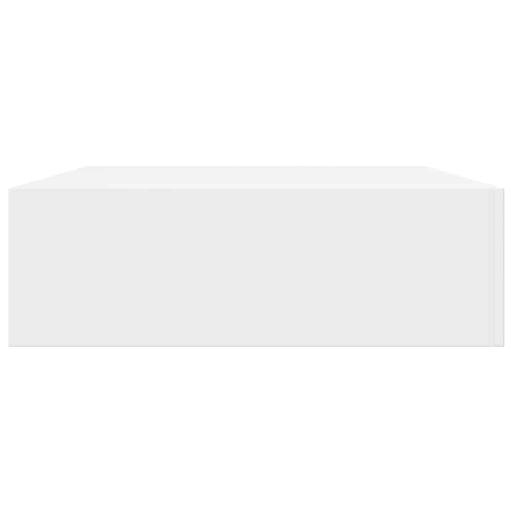 Mensola per Pareti Bianca in MDF con 1 Cassetto per Libri/DVD | homemem39