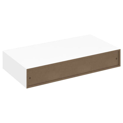 Mensola per Pareti Bianca in MDF con 1 Cassetto per Libri/DVD | homemem39