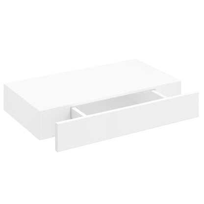 Mensola per Pareti Bianca in MDF con 1 Cassetto per Libri/DVD | homemem39
