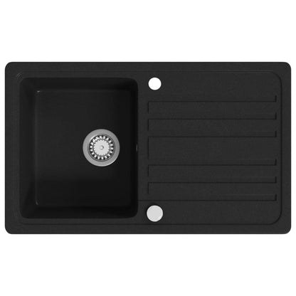 Lavandino Cucina Granito Singolo Scolapiatti Reversibile Nero | homemem39