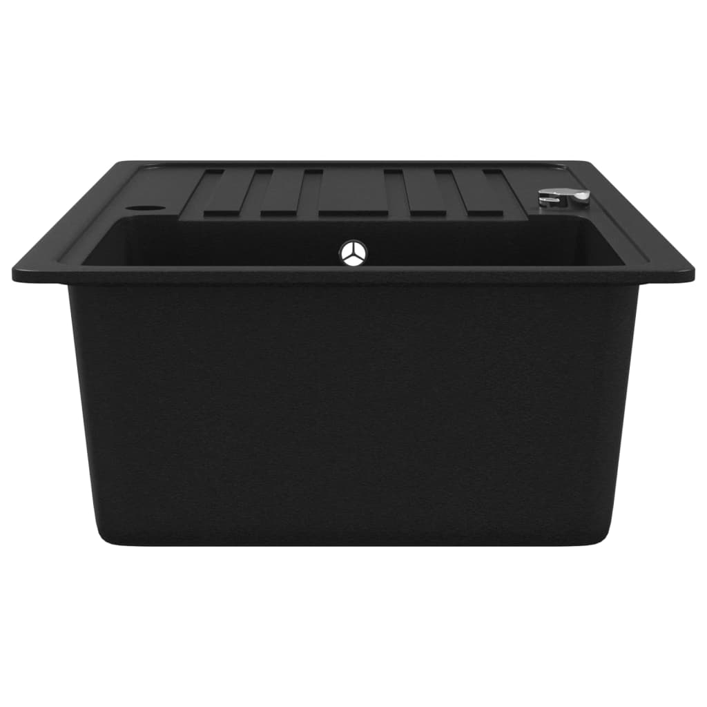 Lavandino Cucina Granito Singolo Scolapiatti Reversibile Nero - homemem39