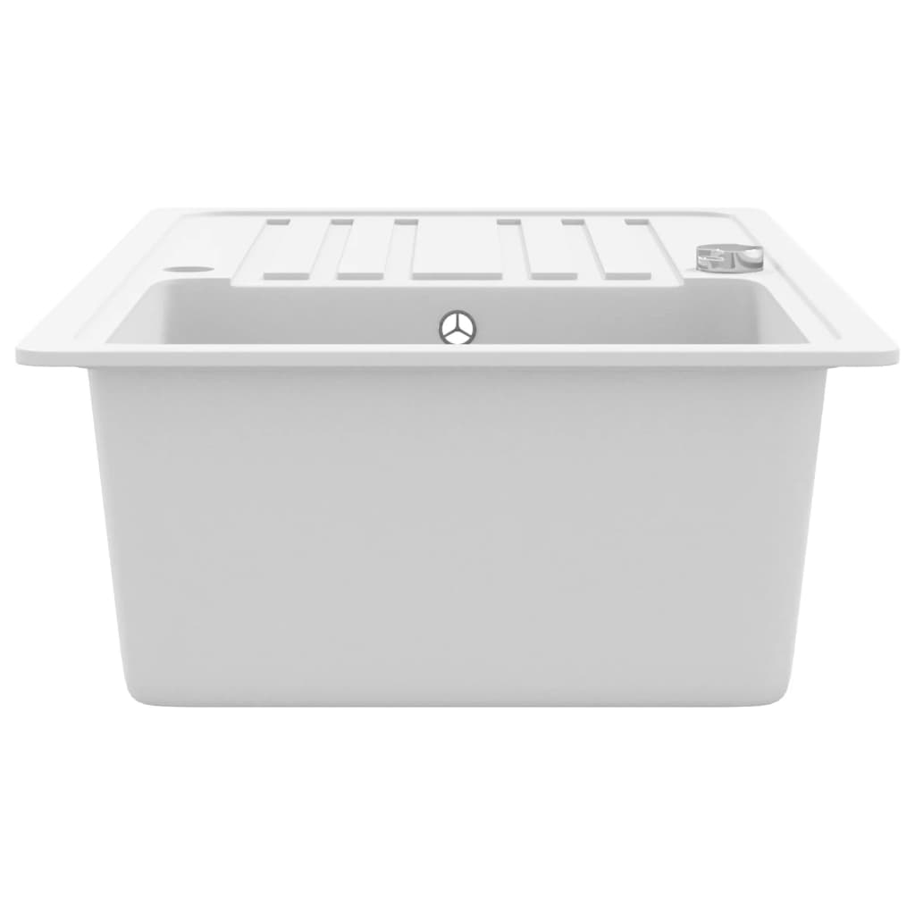 Lavandino cucina granito lavello singolo scolapiatti reversibile bianco | homemem39
