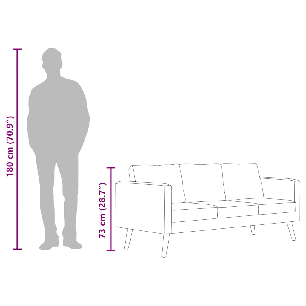 Divano a 3 Posti in Tessuto Grigio Scuro - homemem39