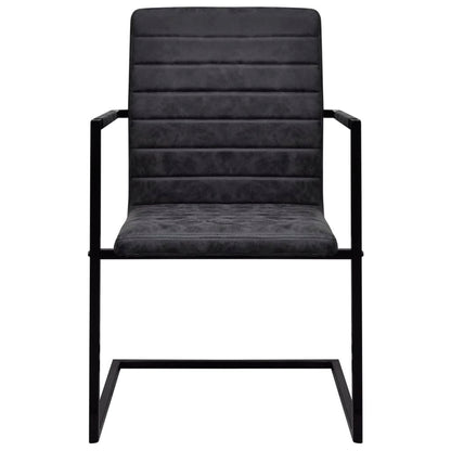 Sedie da Pranzo a Sbalzo 2 pz Nere in Similpelle - homemem39