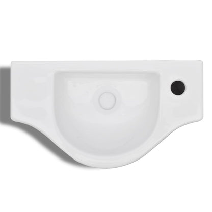 Lavandino Bagno in Ceramica con Foro per Rubinetto Bianco - homemem39