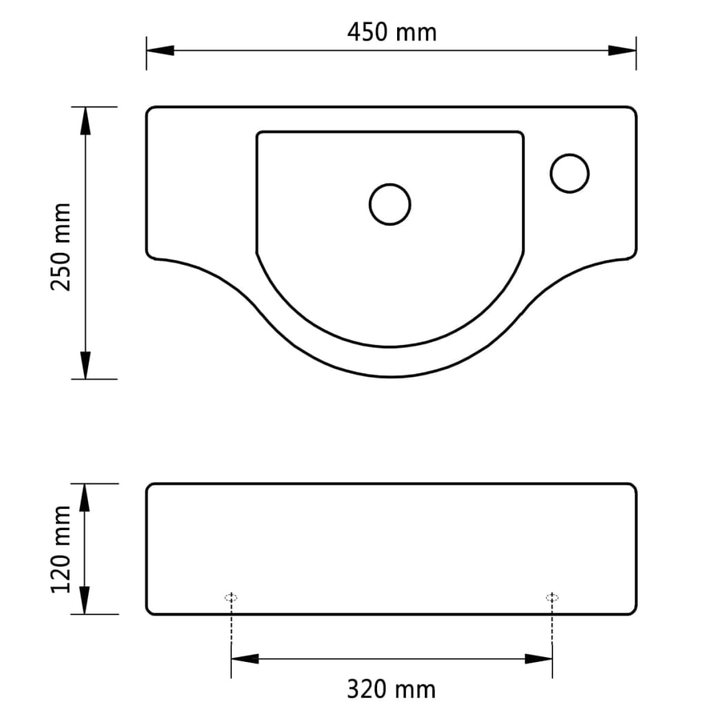 Lavandino Bagno in Ceramica Nera con Foro per Rubinetto