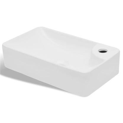 Lavandino Bagno in Ceramica Bianca con Foro per Rubinetto