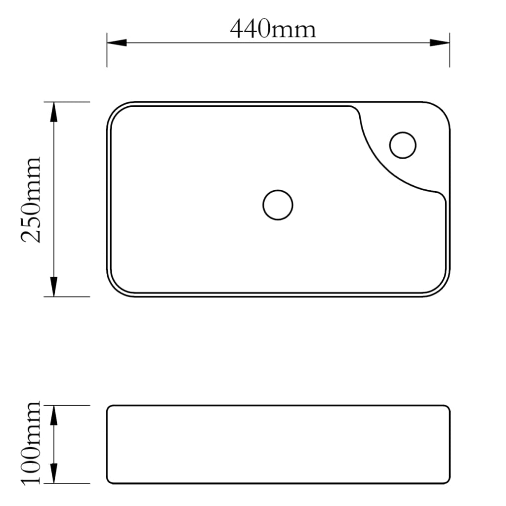 Lavandino Bagno in Ceramica Bianca con Foro per Rubinetto