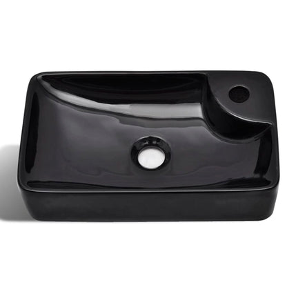 Lavandino Bagno in Ceramica Nera con Foro per Rubinetto - homemem39