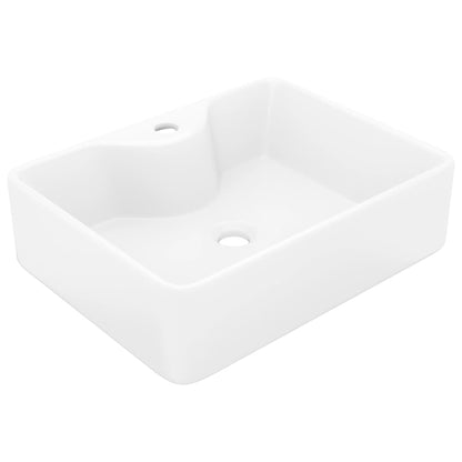 Lavandino Bagno in Ceramica Bianca Quadrato con Foro per Rubinetto