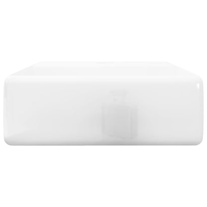 Lavandino Bagno in Ceramica Bianca Quadrato con Foro Rubinetto | homemem39