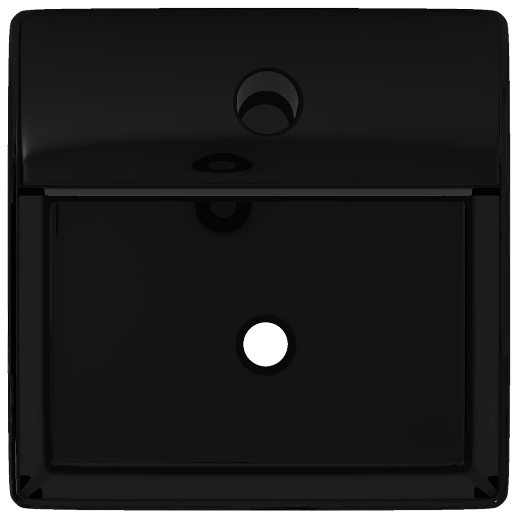 Lavandino Bagno in Ceramica Nera Quadrato con Foro per Rubinetto | homemem39