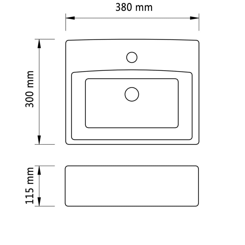 Lavandino Bagno in Ceramica Nera Quadrato con Foro per Rubinetto | homemem39