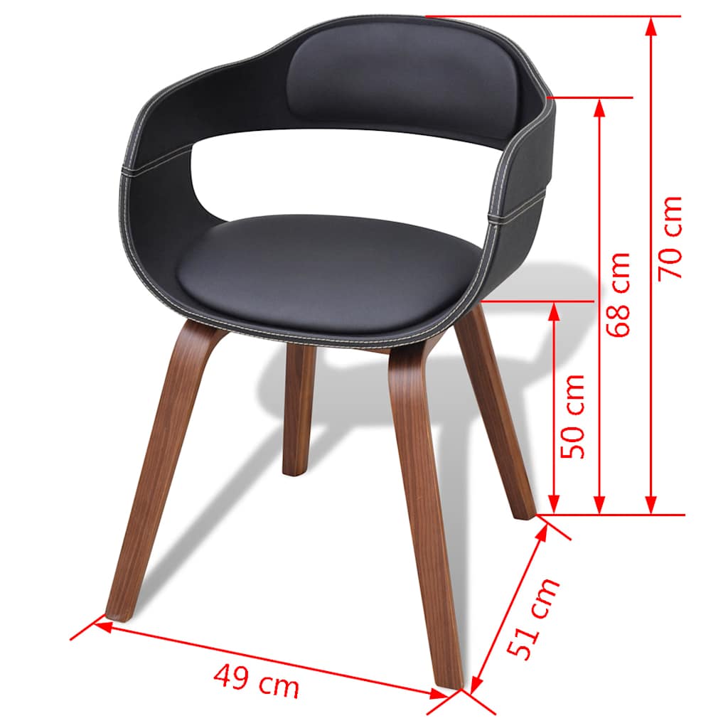 Sedie da Pranzo 2 pz Nere in Legno Curvato e Similpelle
