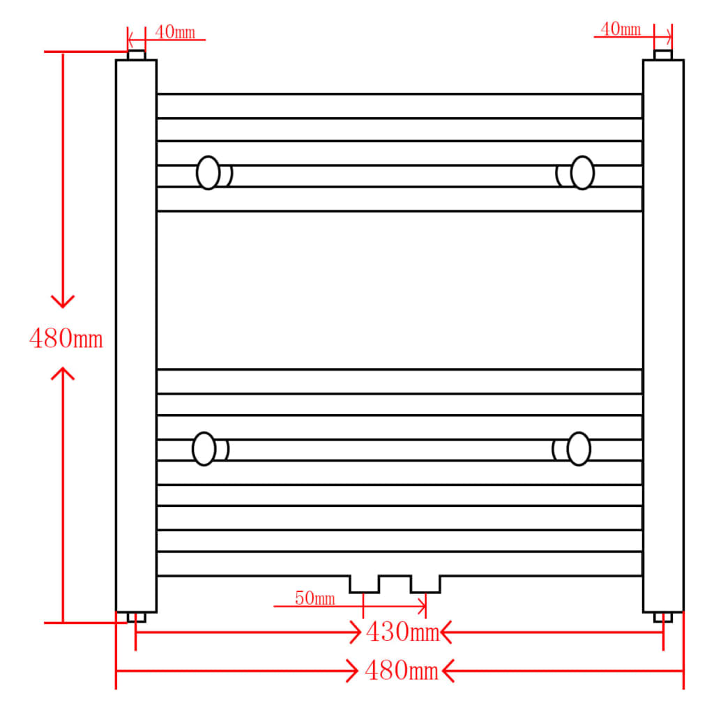 Radiatore Centrale Portasciugamano Curvo Nero 480 x 480 mm | homemem39