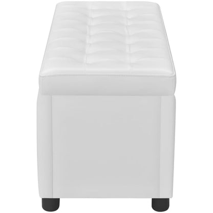 Sgabello con Contenitore in Pelle Artificiale Bianco - homemem39