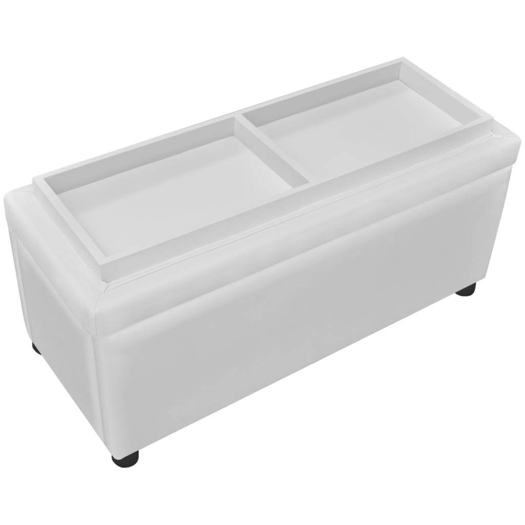 Sgabello con Contenitore in Pelle Artificiale Bianco | homemem39