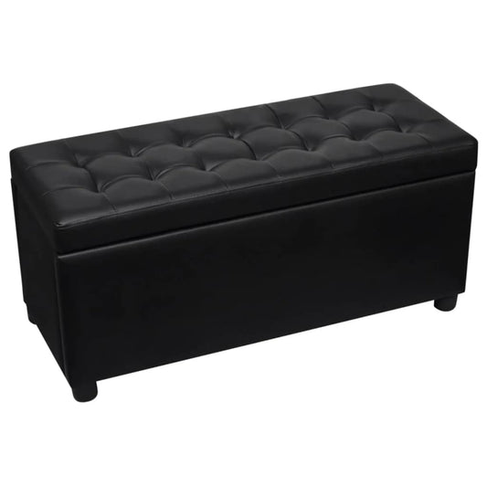 Sgabello con Contenitore in Pelle Artificiale Nero - homemem39