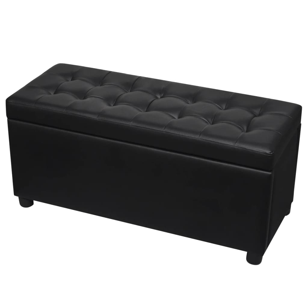 Sgabello con Contenitore in Pelle Artificiale Nero - homemem39
