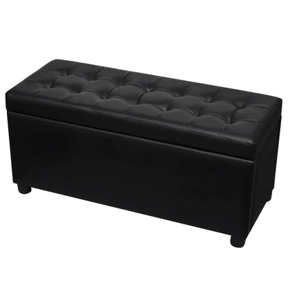 Sgabello con Contenitore in Pelle Artificiale Nero - homemem39