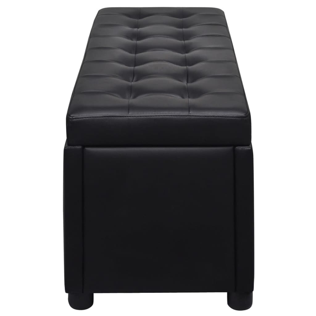Sgabello con Contenitore in Pelle Artificiale Nero - homemem39