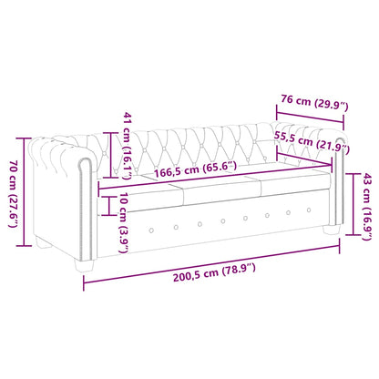 Divano Chesterfield a 3 Posti in Finta Pelle Nero - homemem39