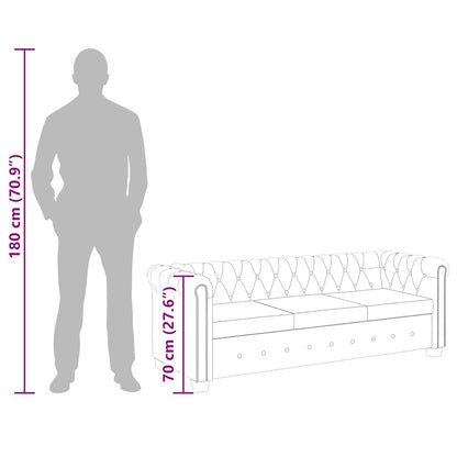 Divano Chesterfield a 3 Posti in Finta Pelle Nero - homemem39