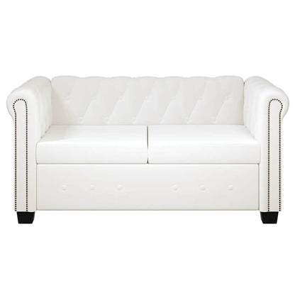 Divano Chesterfield a 2 Posti in Finta Pelle Bianco