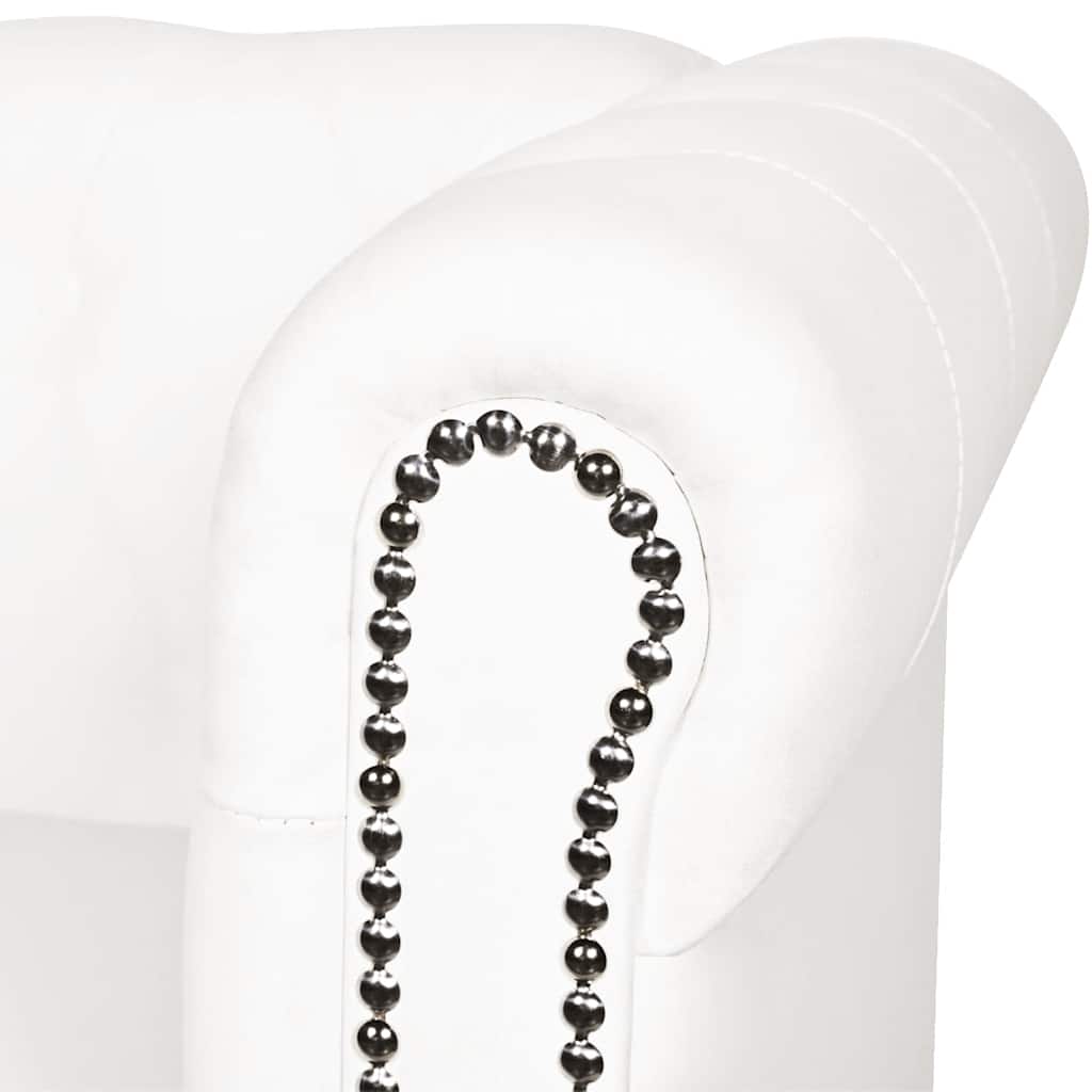 Divano Chesterfield a 2 Posti in Finta Pelle Bianco - homemem39
