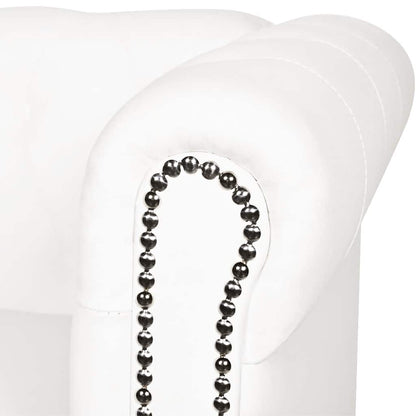 Divano Chesterfield a 2 Posti in Finta Pelle Bianco - homemem39