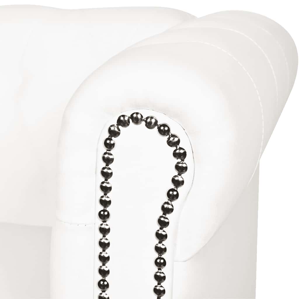 Divano Chesterfield a 2 Posti in Finta Pelle Bianco
