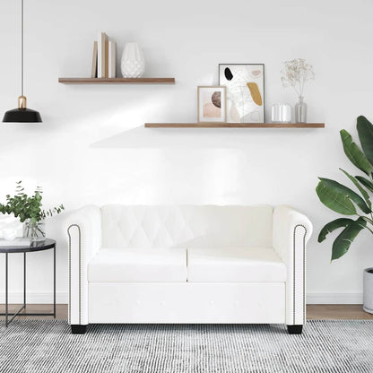 Divano Chesterfield a 2 Posti in Finta Pelle Bianco