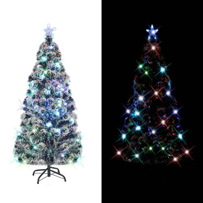 Albero di Natale Preilluminato con Supporto e LED 150 cm Fibra Ottica