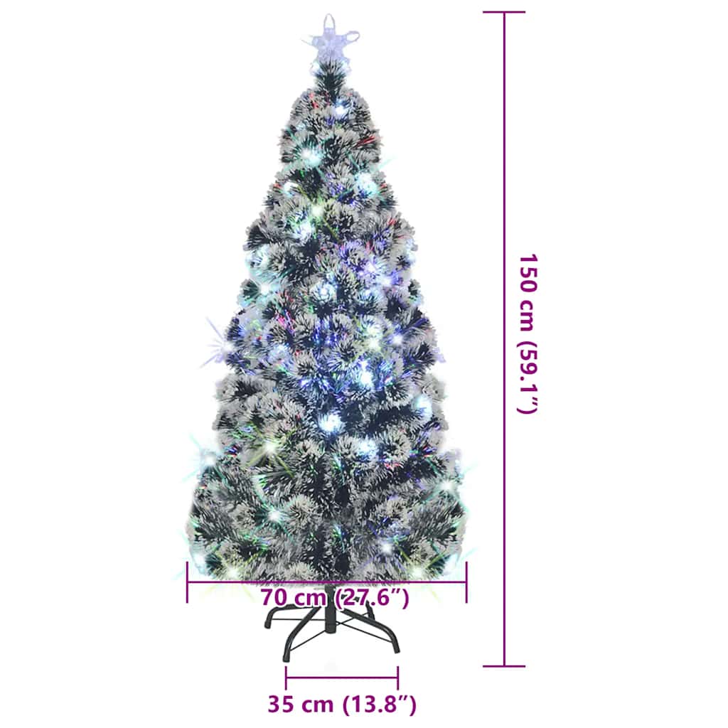 Albero di Natale Preilluminato con Supporto e LED 150 cm Fibra Ottica