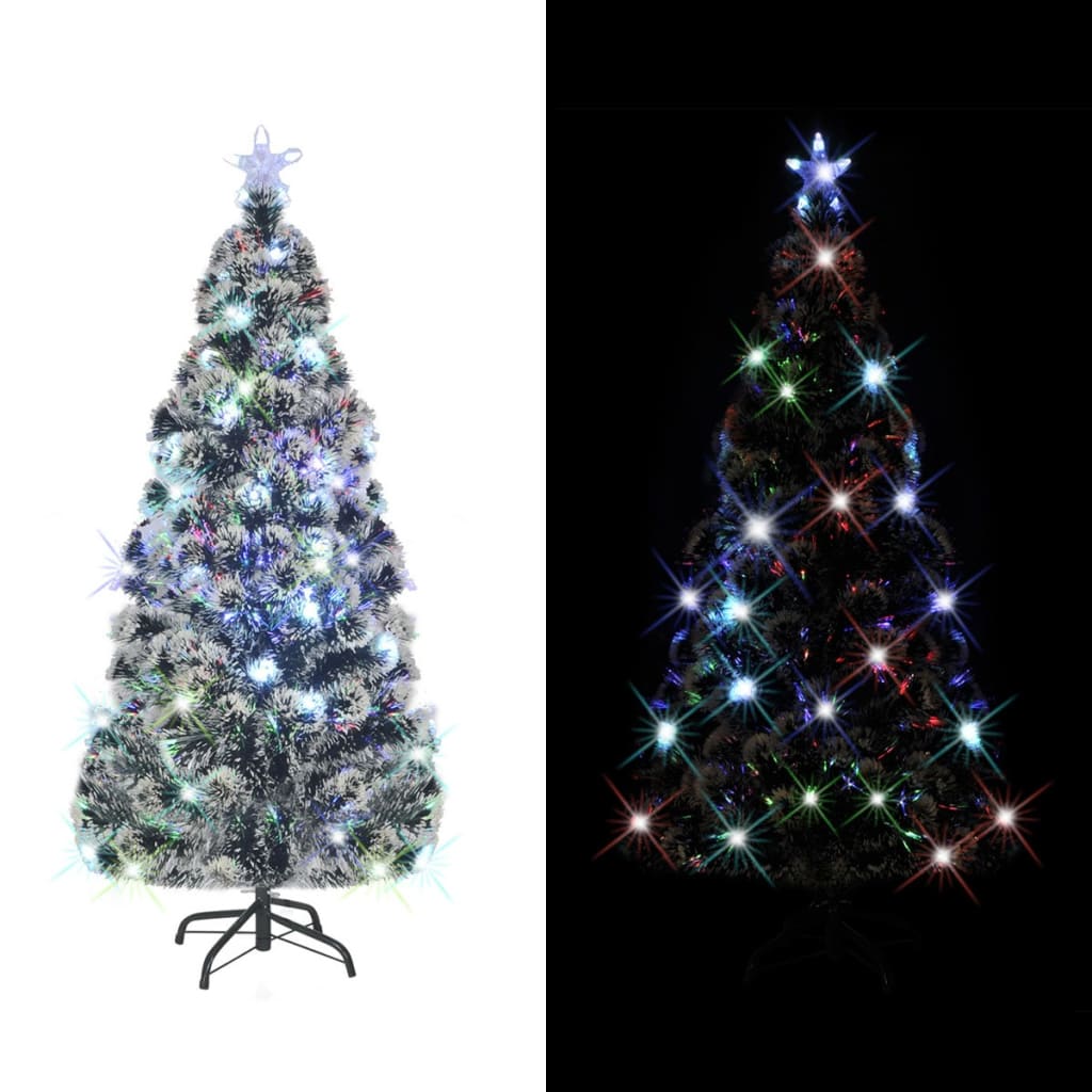 Albero di Natale Preilluminato con Supporto e LED 180 cm Fibra Ottica