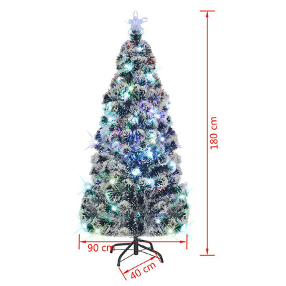 Albero di Natale Preilluminato con Supporto e LED 180 cm Fibra Ottica