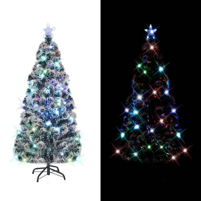 Albero di Natale Preilluminato con Supporto e LED 210 cm Fibra Ottica