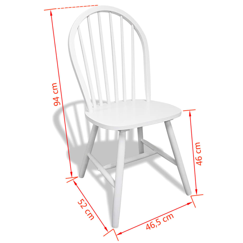 Sedie da Pranzo 6 pz Bianche Legno Massello di Hevea e Velluto - homemem39