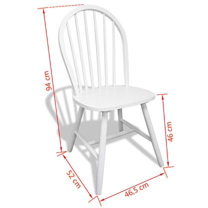 Sedie da Pranzo 6 pz Bianche Legno Massello di Hevea e Velluto - homemem39